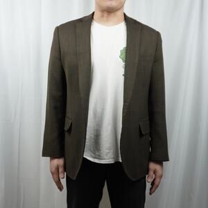 Vintage Mantoni Brown Italian Wool Blazer 42R Herringbone‎